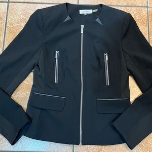 Calvin Klein Women's Black Blazer with Zipper Details